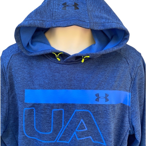 Under Armour MK-1 ColdGear Terry Graphic UA Pullover Hoodie Sweatshirt Blue LG - Picture 5 of 8